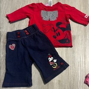 Disney Mickey Mouse Red Top and Navy Pants Set